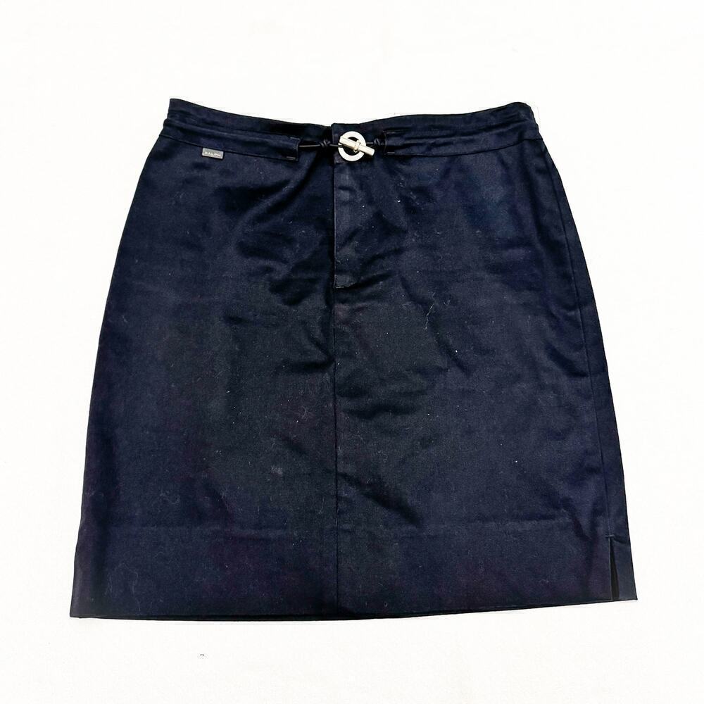 Ralph Lauren Navy Pencil Skirt Silver Trivet Accent Size 2